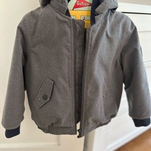 Bonpoint boys winter puffer jacket. Size 4. Very good condition. Gray and navy.